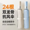 Wholesale 24-bone fully automatic umbrella, double-bone wind-resistant and thick black rubber sun protection, all-weather umbrella factory direct sales details Picture